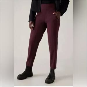 Athleta Pants Womens 0 Spiced Cabernet Endless Satin Stripe Commute Travel Work